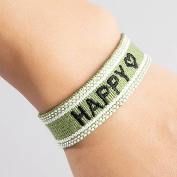 

Men Letter Embroidery Bracelet, Green