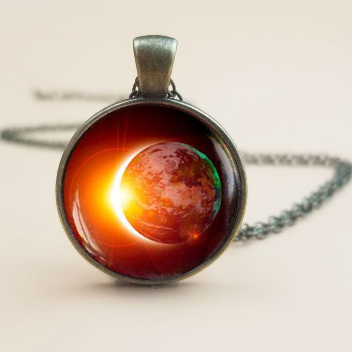 

Planet Print Charm Necklace, Multicolor