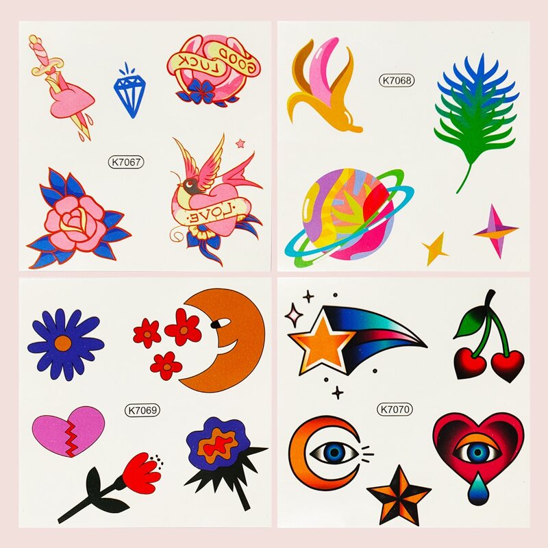 

4sheets Cartoon Graphic Tattoo Sticker, Multicolor