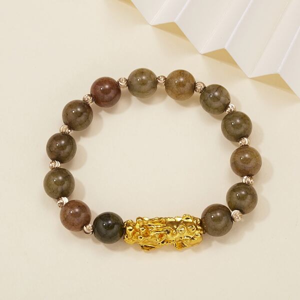 

Animal Decor Stone Beaded Bracelet, Multicolor