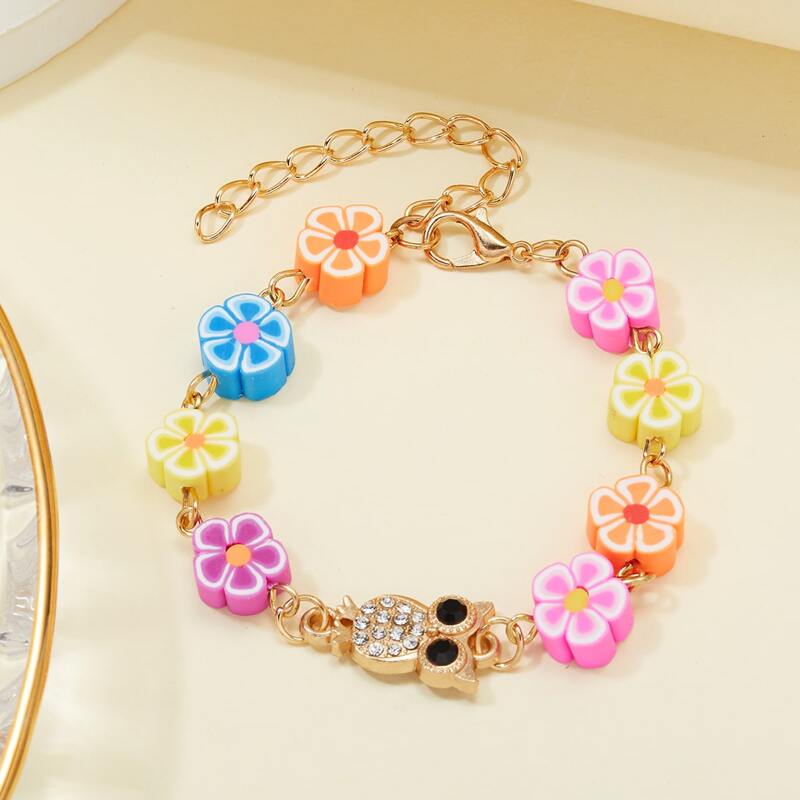 

Rhinestone Owl Decor Bracelet, Multicolor