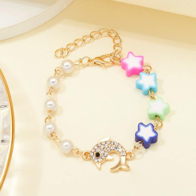 

Rhinestone Dolphin & Star Decor Bracelet, Multicolor