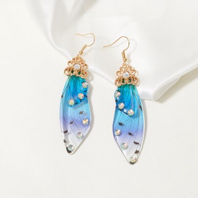 Rhinestone Butterfly Decor Drop Earrings