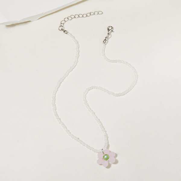 

Flower Charm Beaded Necklace, Multicolor
