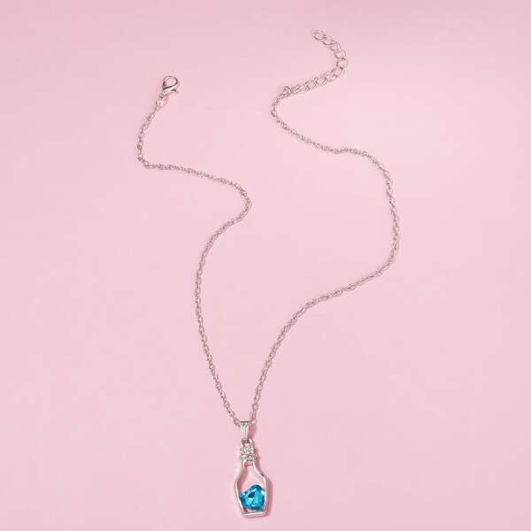 

Rhinestone Charm Necklace, Blue