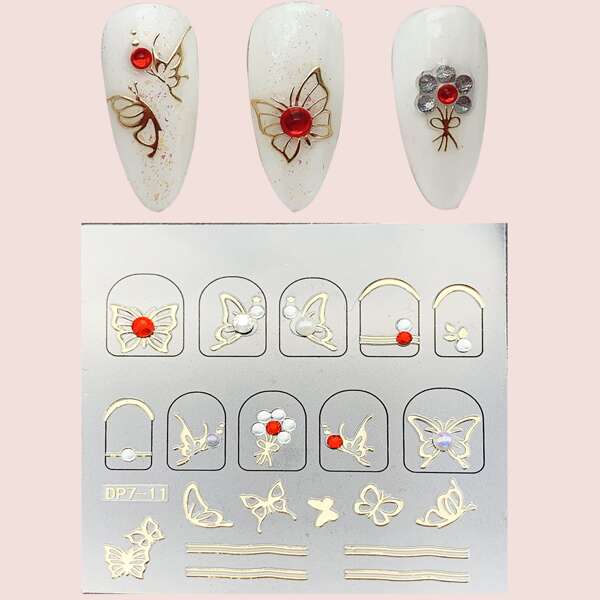 

1sheet Rhinestone Decor Nail Art Sticker, Multicolor