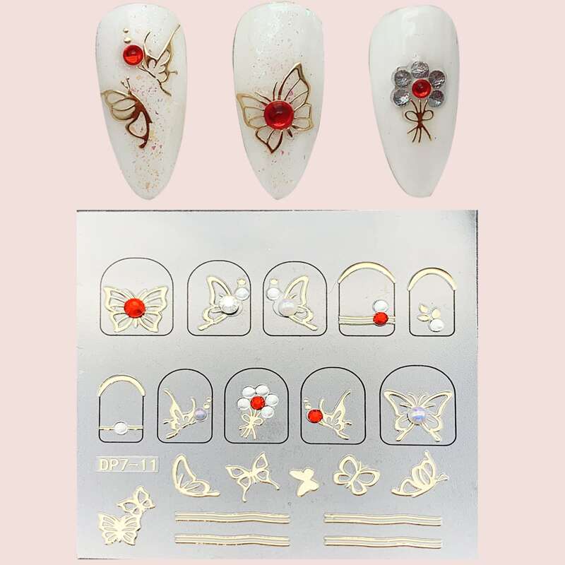 

1sheet Rhinestone Decor Nail Art Sticker, Multicolor