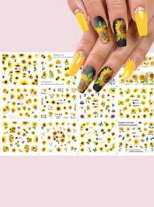 1張向日葵圖案指甲貼