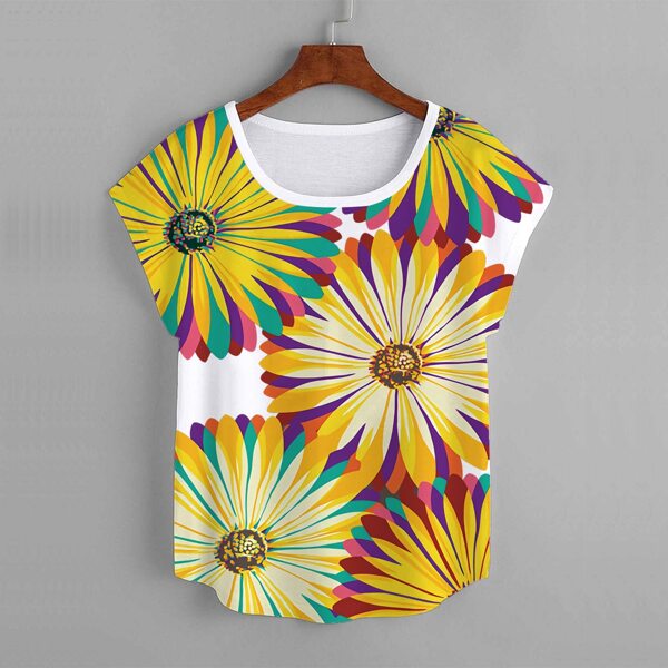

Plus Floral Print Dolman Sleeve Tee, Multicolor
