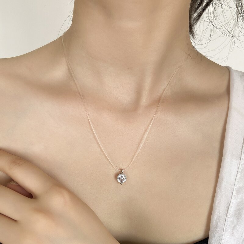 

Rhinestone Decor Necklace, White