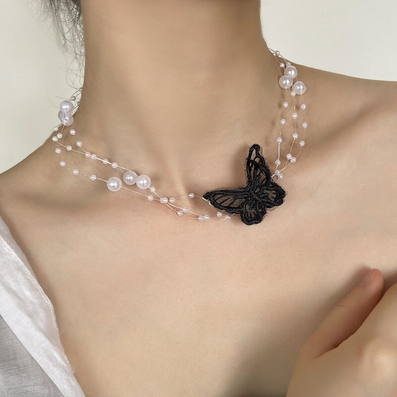 

Butterfly Decor Necklace, Black