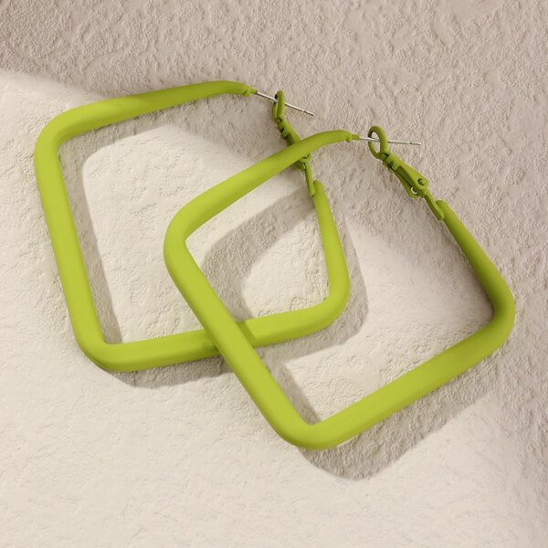 

Geometric Hoop Earrings, Green