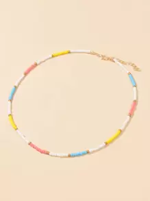 撞色串珠項鏈 - 彩色 - 查看 1