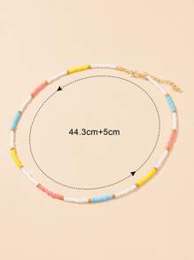 撞色串珠項鏈 - 彩色 - 查看 3