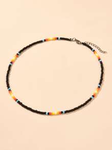 1 件女士经典黑色串珠项链，适合日常佩戴