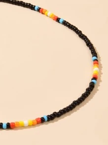 1 件女士经典黑色串珠项链，适合日常佩戴