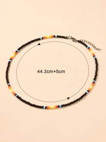 1 件女士经典黑色串珠项链，适合日常佩戴