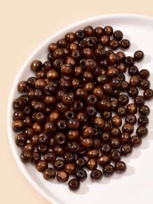 200 cái Hạt gỗ DIY Trang sức Phụ kiện - Màu nâu Sô-cô-la - Xem 2