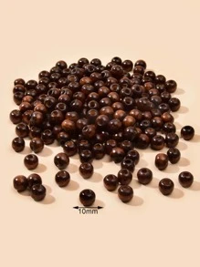 200 cái Hạt gỗ DIY Trang sức Phụ kiện - Màu nâu Sô-cô-la - Xem 4