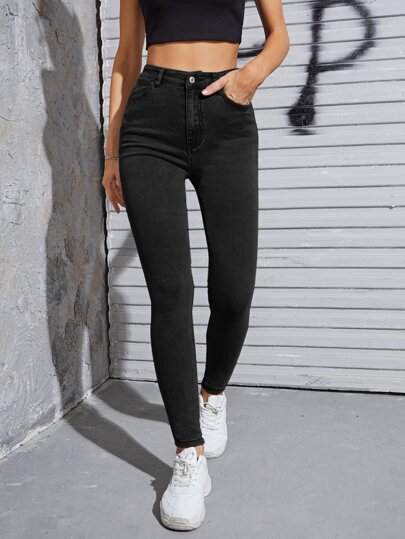 SHEIN EZwear High Waist Skinny Jeans