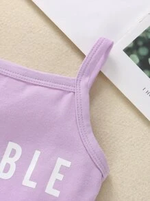 女婴字母圖案吊帶上衣和海豚短褲