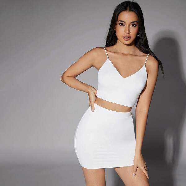 

Solid Crop Cami Top, White