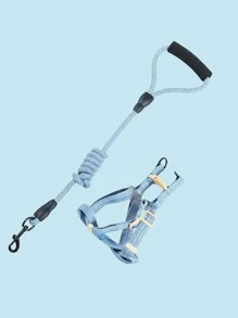 1入組素色寵物背帶和1入組牽引繩 - 藍色 - 查看 2