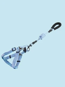 1入組素色寵物背帶和1入組牽引繩 - 藍色 - 查看 3