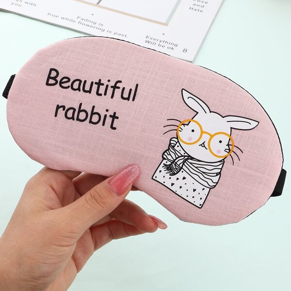 

Cartoon Rabbit Print Eye Cover, Pink