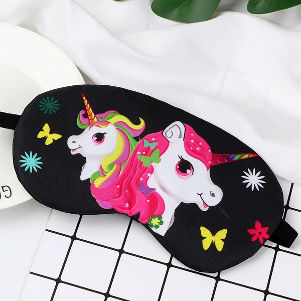 

Cartoon Unicorn Print Eye Cover, Black