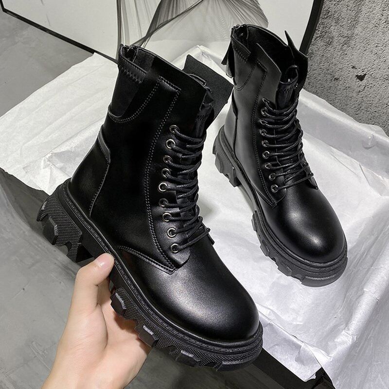 

Lace-Up Combat Boots, Black