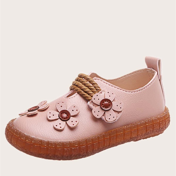 

Toddler Girls Floral Appliques Velcro Strap Flats, Pink