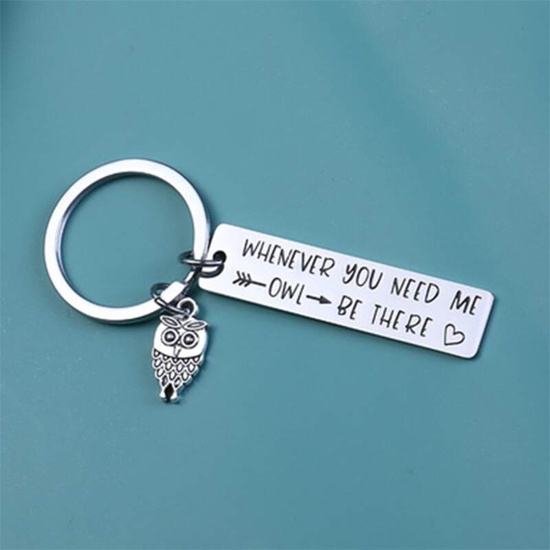 

Metal Owl Charm Keychain, Silver