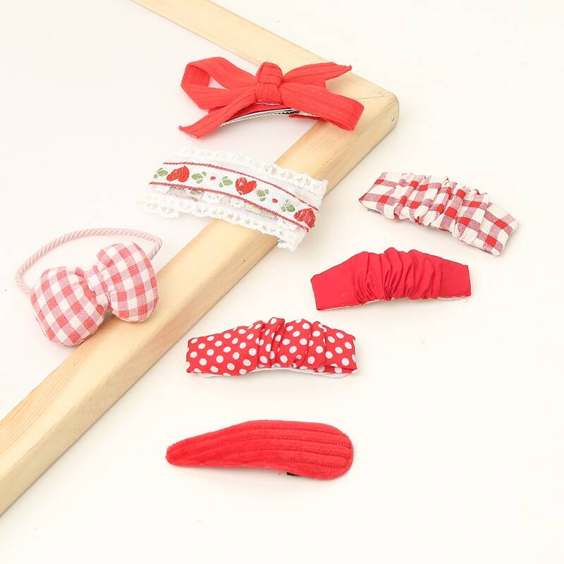 

7pcs Bow Decor Hair Clip, Red