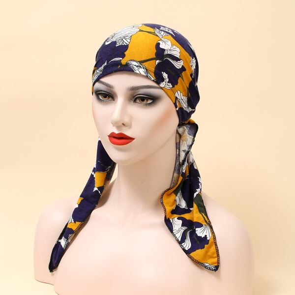 

Flower Print Long Tail Head Wrap, Multicolor