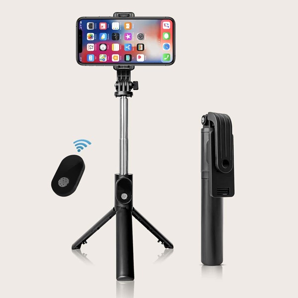

1pc Remote Control Foldable Selfie Stick Tripod, Black