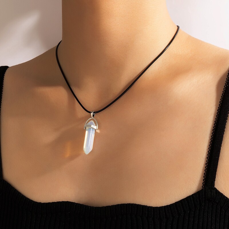 

Stone Pendant Necklace, Clear