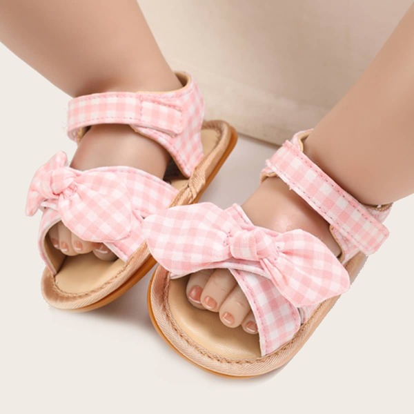 

Baby Girl Gingham Bow Decor Sandals, Pink