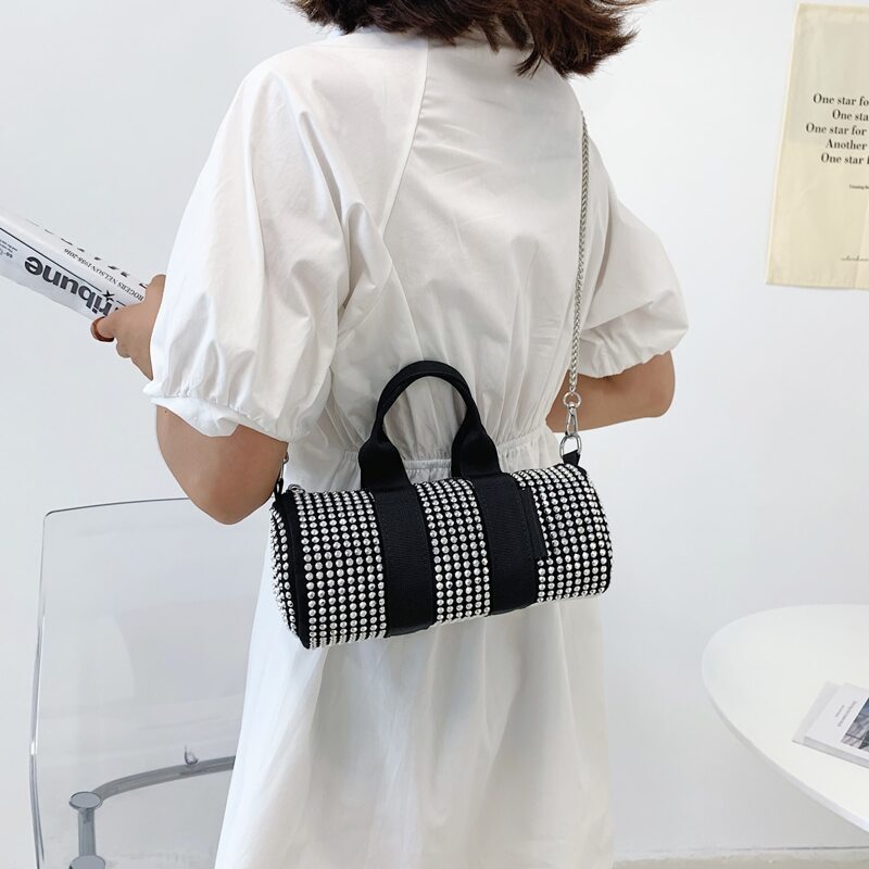 

Rhinestone Decor Chain Strap Bag, Silver