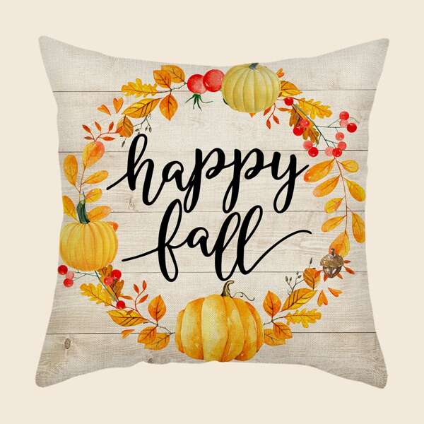 

Pumpkin Print Cushion Cover Without Filler, Multicolor