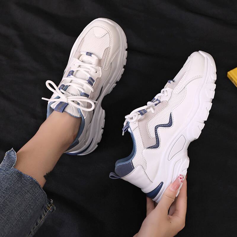 

Lace-up Front Mesh Panel Sneakers, White