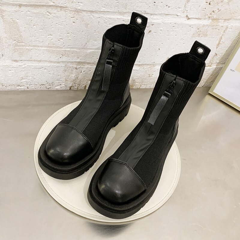

Zip Front Boots, Black