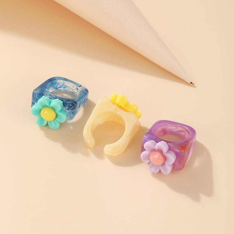 

3pcs Floral Decor Ring, Multicolor