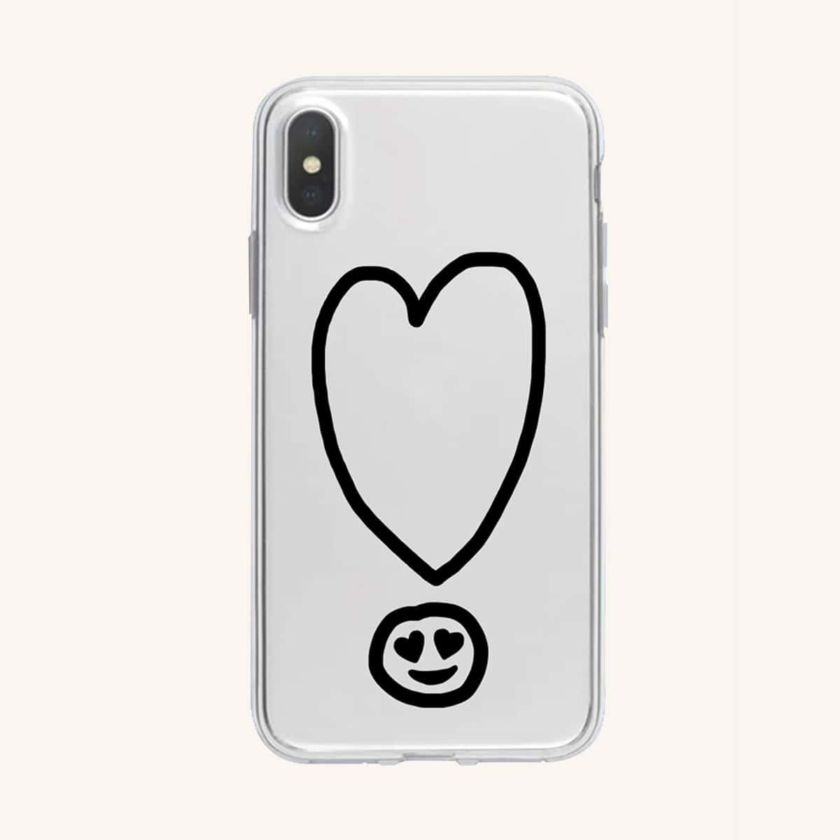 

Heart Pattern Transparent Phone Case, Black