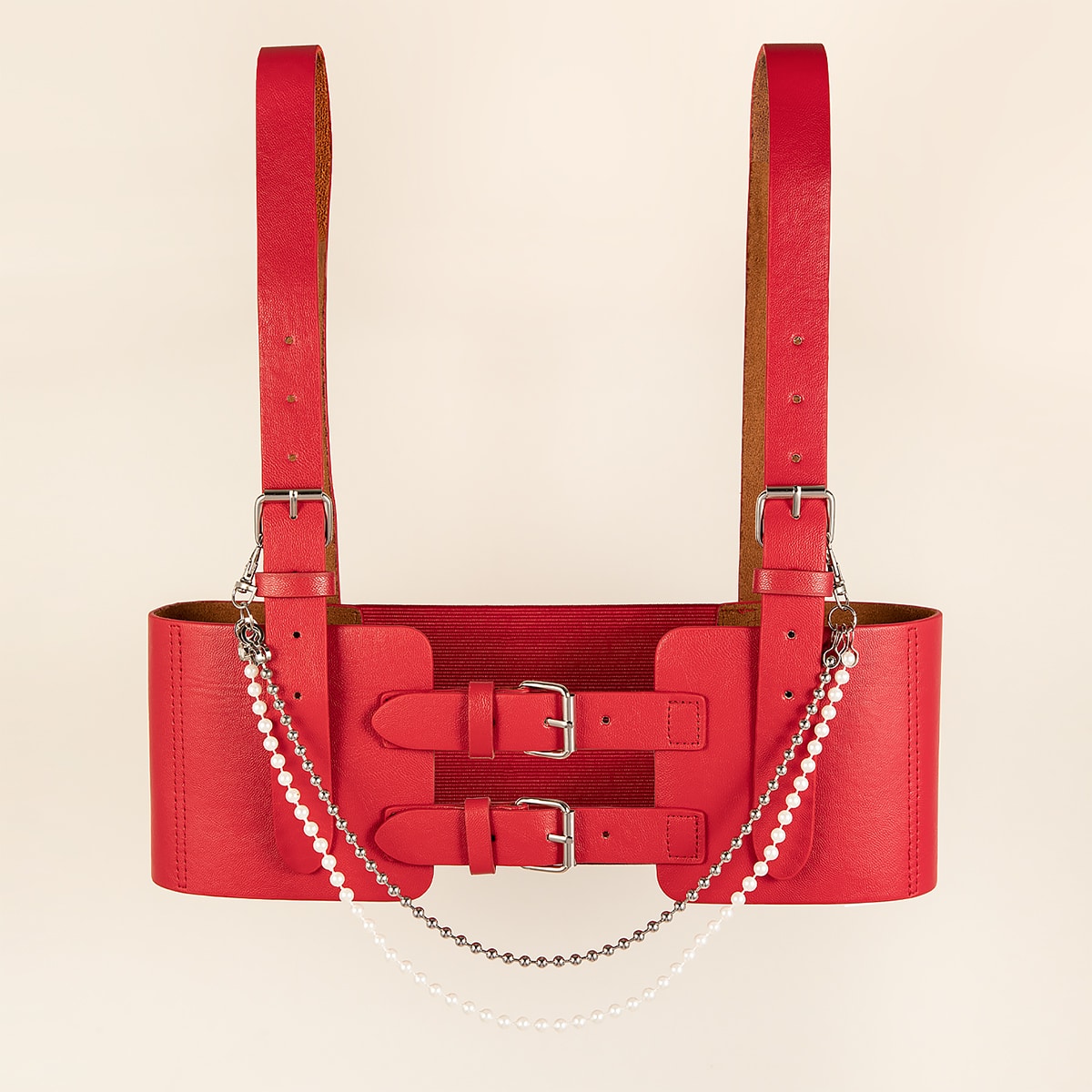 Портупея с искусственным жемчугом с цепочкой