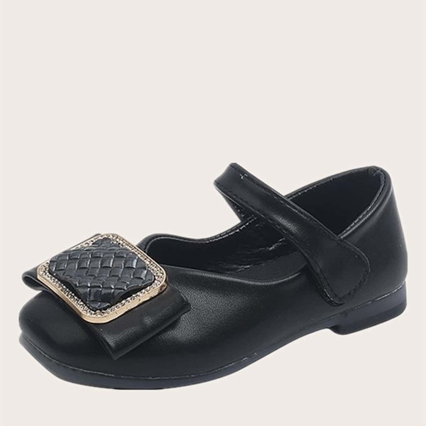 

Toddler Girls Bow Decor Velcro Strap Flats, Black