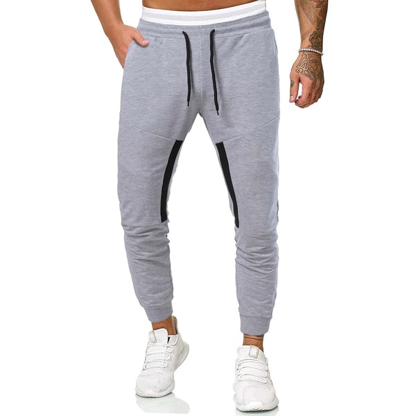 

Men Color Block Slant Pocket Drawstring Waist Sweatpants, Light grey