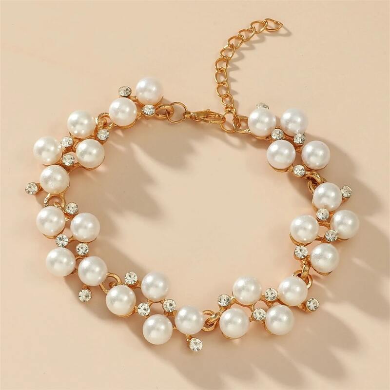 

Faux Pearl Decor Bracelet, Gold