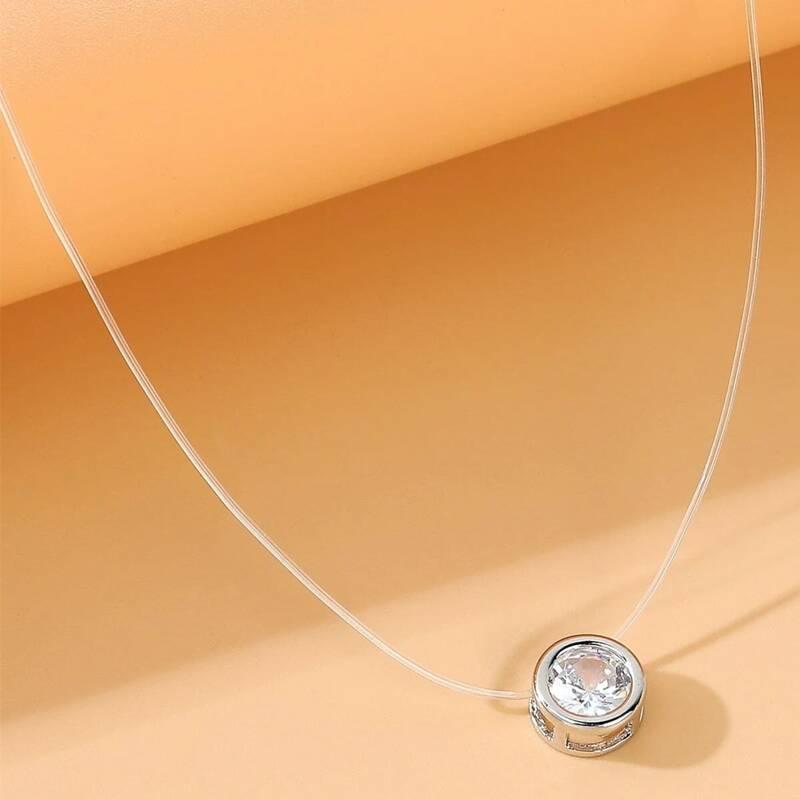 

Guys Rhinestone Decor Necklace, Silver