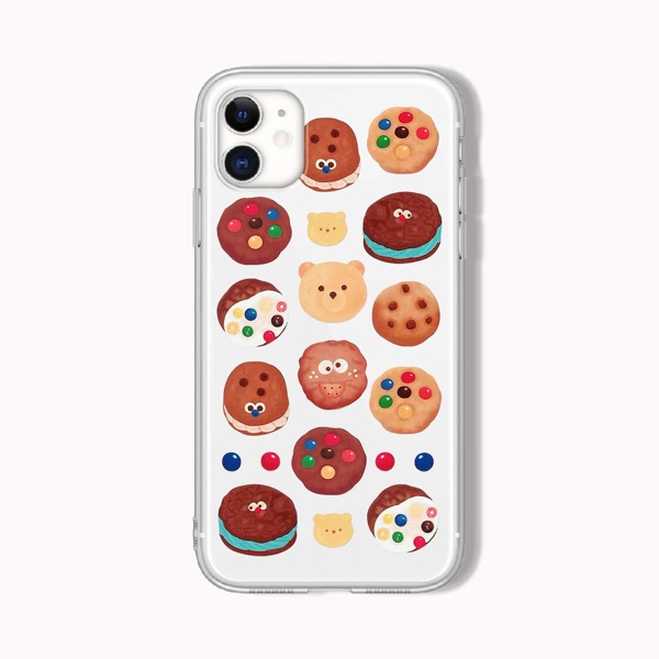 

Cookie Print Clear Phone Case, Multicolor